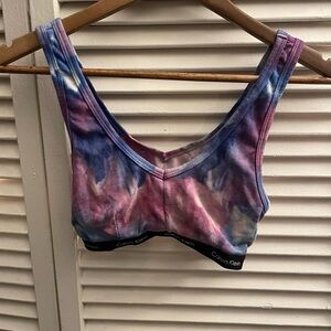 Calvin Klein Ribbed Tie-Dye Bralette in Blue & Pink